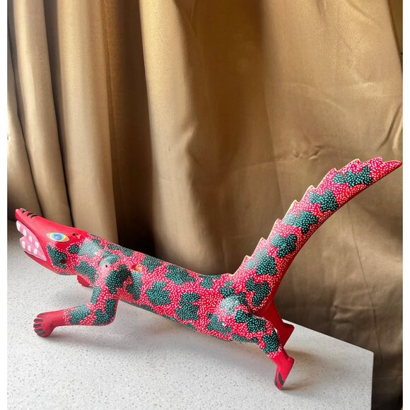 Signed Alebrije Lizard By Francisco Sosa Ojeda Mexico Folk Art Wood Sculpture - Picture 8 of 12